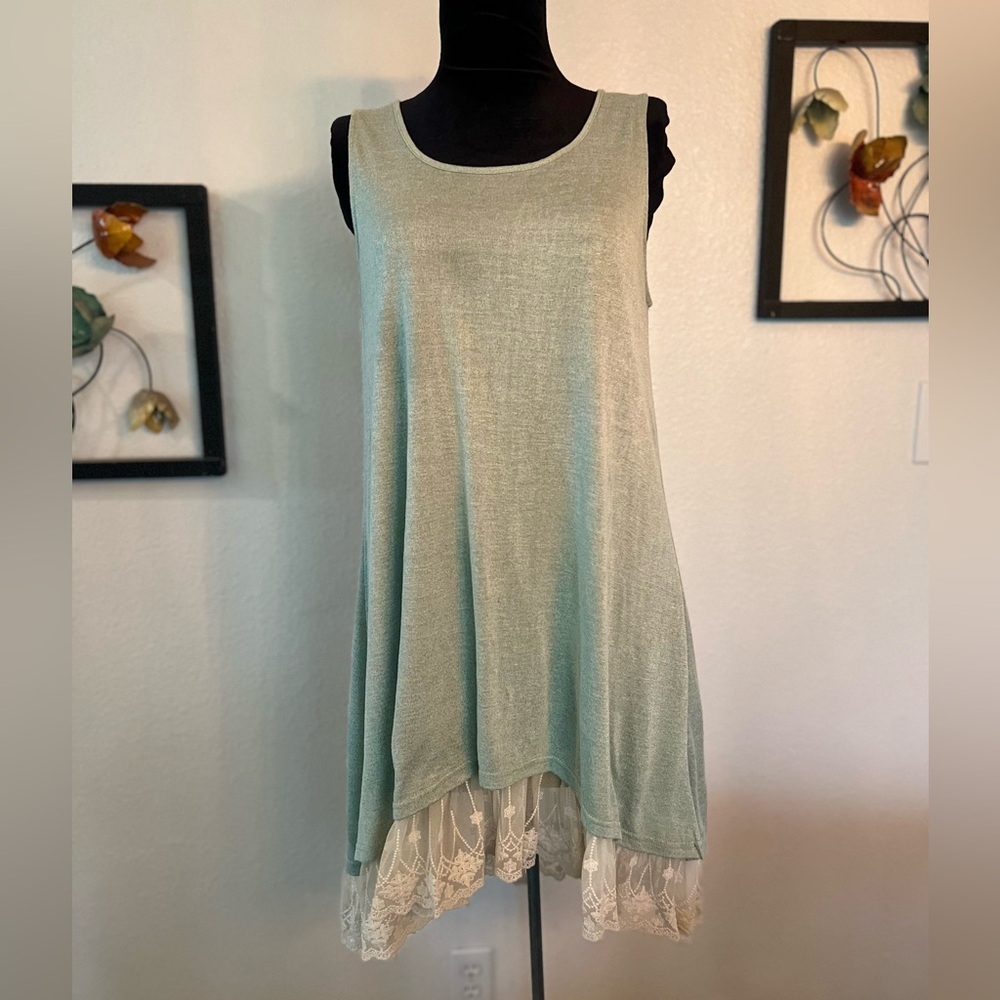 Boho Green and Lace Dress
